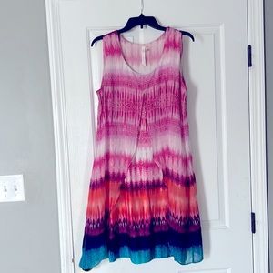 NY Collection Multicolor Sleeve Women Dress, LARGE, used great condition.